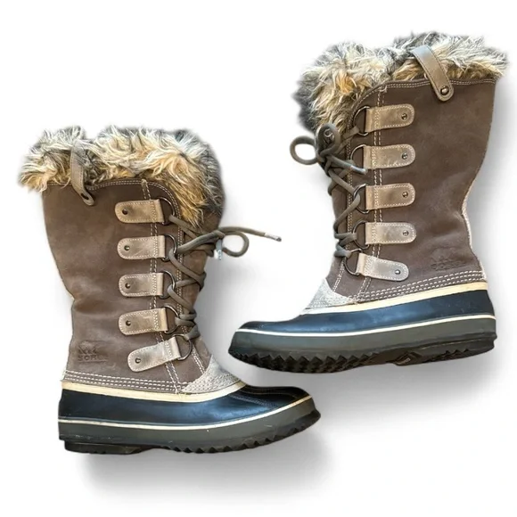 Sorrel Joan of Arc Artic Grey Suede Faux Fur Tim Waterproof Winter Boots Size 9 - Picture 4 of 14